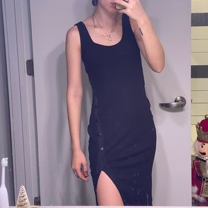 Bodycon Midi Dress with Button Detailing